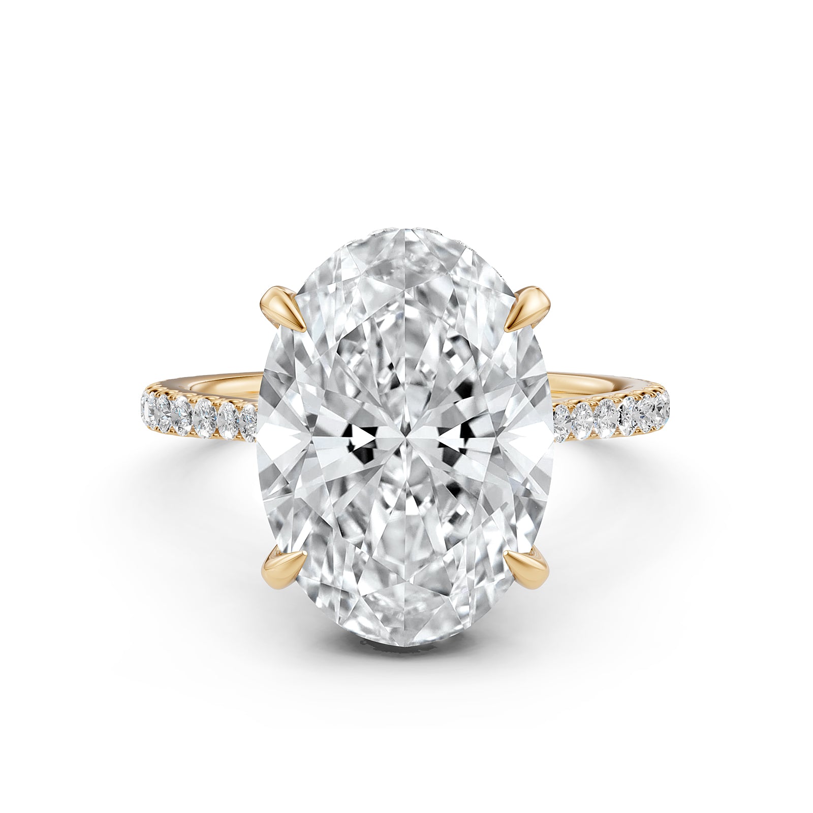 Cathedral Style Halo French U Pave Set Lab Grown Diamond Engagement Ring IGI Certified 4.55 Ctw.